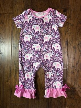 Pete + Lucy Purple Floral Elephant Romper